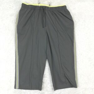SJB Womens Pants Capri Track Gray Yellow Trim Active Pull‎ On Classic Plus 1X